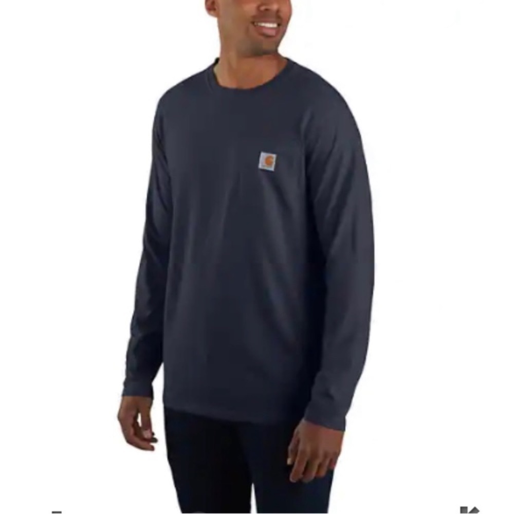 CARHARTT Loose‎ FIT MIDWEIGHT LONG-SLEEVE POCKET Black T-SHIRT Large 100% M
